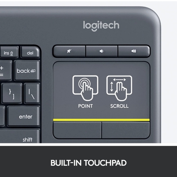 Logitech K400 Plus Wireless Touch TV Keyboard With Easy Media Control / Mouse - Picture 7 of 11